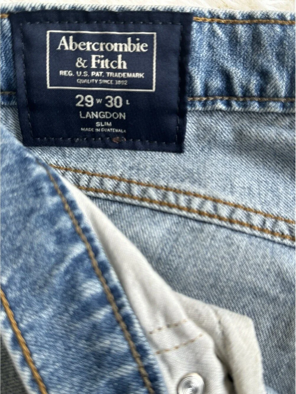 Abercrombie Langdon Slim Jeans 29x30 Distressed Side Stripe Taped Denim
